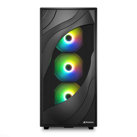Sharkoon Rebel C80M RGB Black Mesh Airflow 4x 120mm ARGB PWM Fans USB-C Dual 360mm Radiator ATX Gaming PC Case Sharkoon