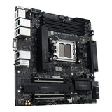 ASUS Pro WS B850M-ACE SE – bundkort set skråt forfra med køleprofiler