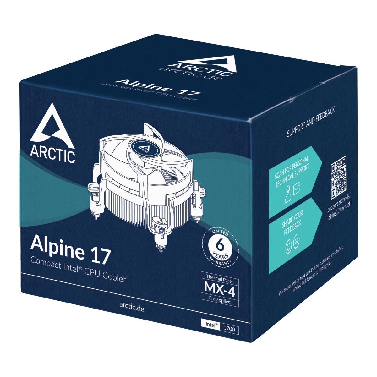 ARCTIC Alpine 17 Processor-køler 1-pack Sort Hvid 92 mm