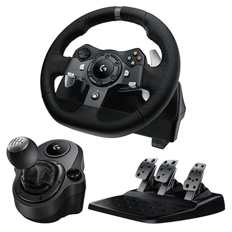 Logitech G920-rat, pedaler og Driving Force Shifter i samlet pakke