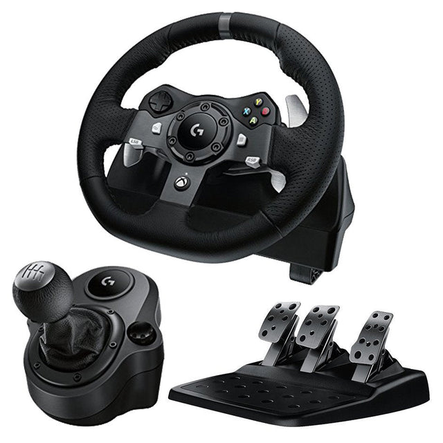 Logitech G920-rat, pedaler og Driving Force Shifter i samlet pakke