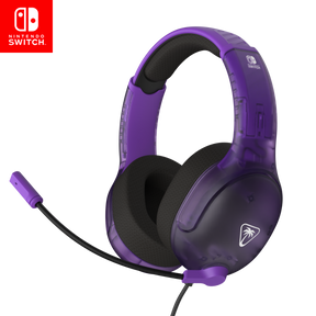 Turtle Beach Airlite Fit – Switch-headset – Ghost Purple – lilla transparent headset skråt forfra