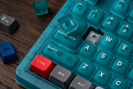 8BitDo Retro 87 Mechanical Keyboard Clear Blue – Aftaget tast viser mekanisk kontakt