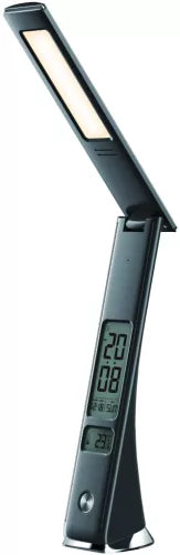 Avide Claude – LED-bordlampe med ur og kalender – sort – 5 W