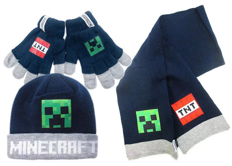 Minecraft Explosive Børnesæt – Hue, Halstørklæde og Handsker (54-56 cm) Mojang