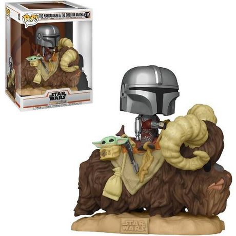 Funko POP! Deluxe Star Wars - Mando on Bantha with Child in Bag Toy Figure (17.1 cm) Funko