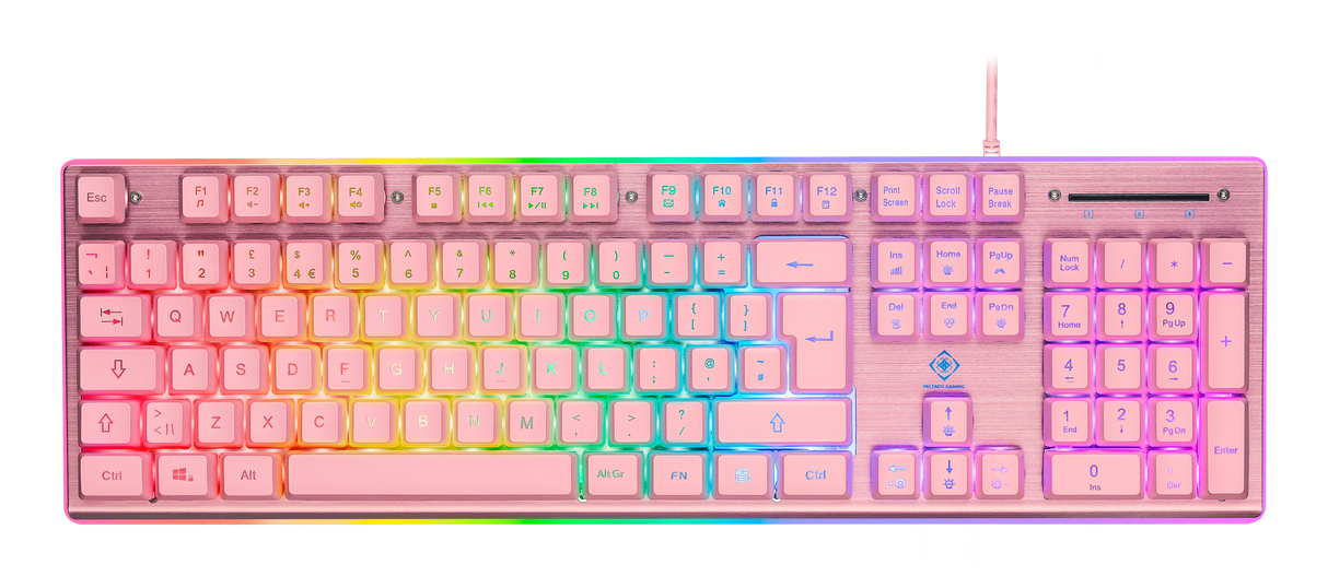 Deltaco - PK75 RGB Tastatur - Membran - UK LAYOUT - Pink Deltaco