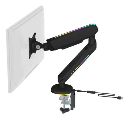 Premium RGB Single Monitor Arm - Sort - Justerbar - 17-32" DELTACO