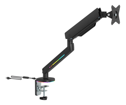 Premium RGB Single Monitor Arm - Sort - Justerbar - 17-32" DELTACO