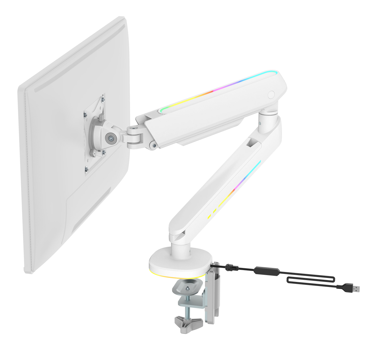 WA95 - Premium Gaming Monitor Arm - RGB Lys - Hvid DELTACO