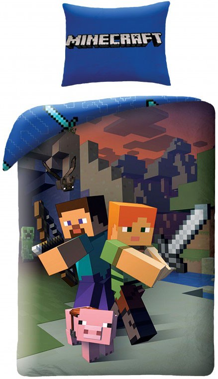 Minecraft Sengetøj - Steve og Alex - 140×200cm + 70×90 cm Minecraft