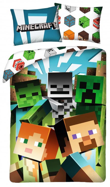 Minecraft Sengetøj - Heads - 140×200cm + 70×90 cm Minecraft