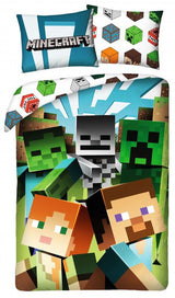 Minecraft Sengetøj - Heads - 140×200cm + 70×90 cm Minecraft