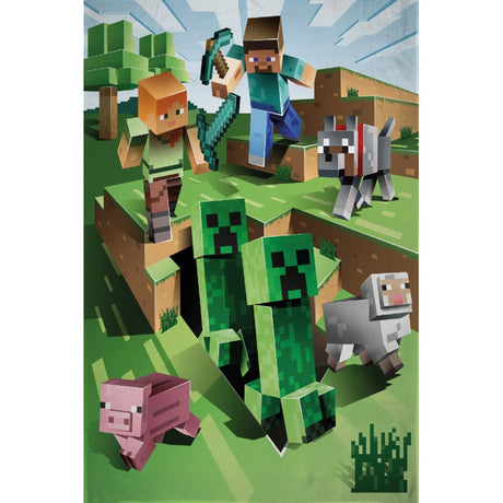 Minecraft Fleece Tæppe - Hule Angrebet - 100x150cm Minecraft