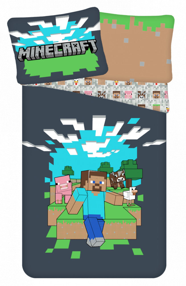 Minecraft Sengetøj - Steve - 140×200cm + 70×90 cm Minecraft