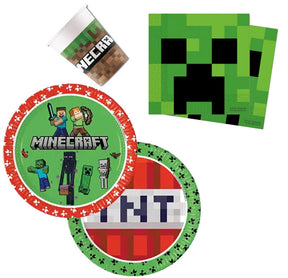 Minecraft Fest Sæt - 36 Enheder - 23 cm Tallerken Minecraft