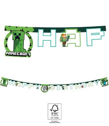 Minecraft Guirlande - Happy Birthday - FSC - 2 m Minecraft
