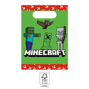 Minecraft Gavepose - Grøn - Papir - 4 stk Minecraft