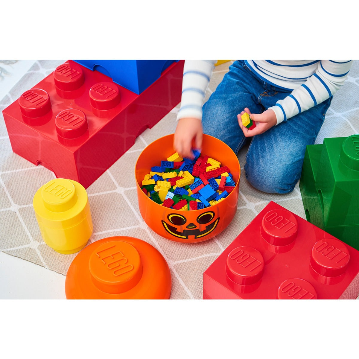 Room Copenhagen LEGO Storage Head "Pumpkin", large, storage box (orange / black)