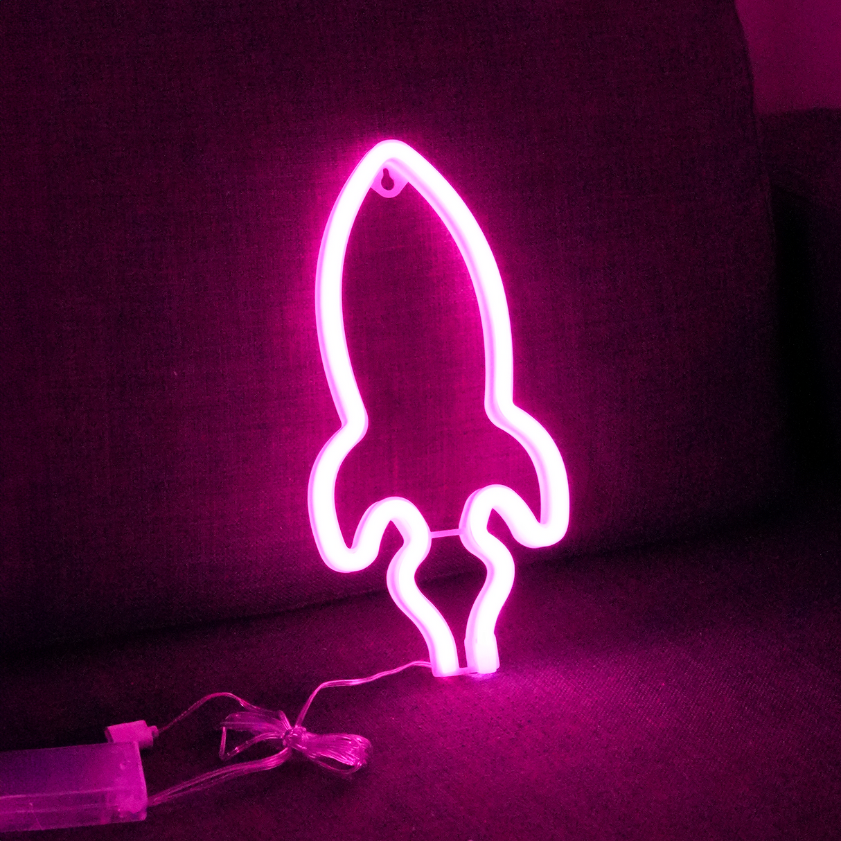 Rumraket Neon LED Lampe Pink