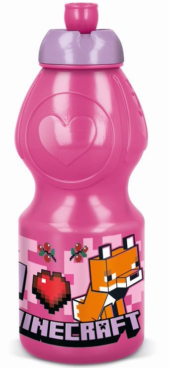 Minecraft Pink Flasche, Sportflasche 400 ml