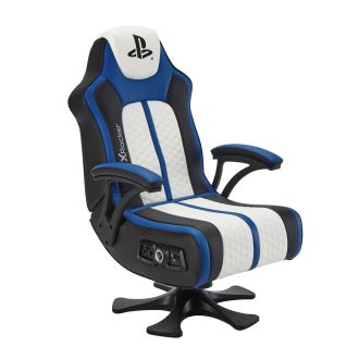 XROCKER PLAYSTATION LEGEND 2.1 WIRELESS PEDESTAL CHAIR - WHITE, BLUE AND BLACK XROCKER