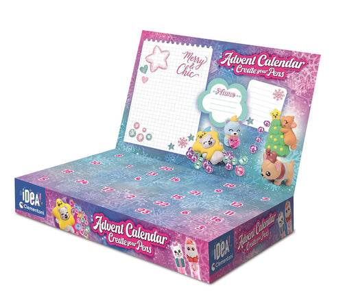 Clementoni Create Your Pens julekalender – 8 penne – 18485 – åben kalender med penne og pynt
