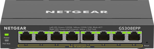 NETGEAR GS308EPP – 8-port Gigabit PoE+ Plus-switch, 123 W