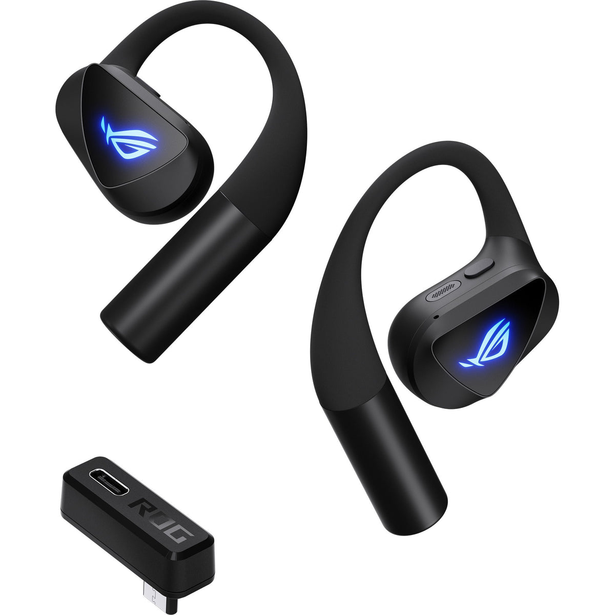 Sorte ASUS ROG Cetra Open Wireless – øretelefoner med ørekroge og USB-C-modtager