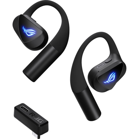 Sorte ASUS ROG Cetra Open Wireless – øretelefoner med ørekroge og USB-C-modtager