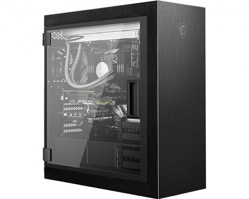 MSI MPG SEKIRA 500P – sort PC-kabinet – illustration af kabinet med PC-komponenter; komponenter medfølger ikke