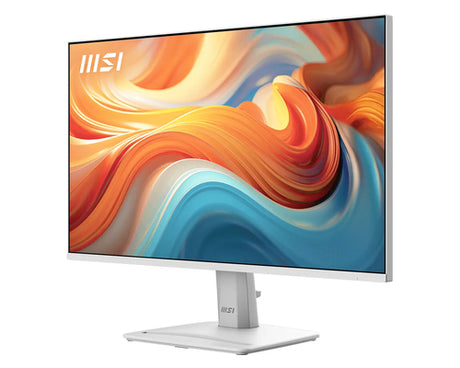 MSI PRO MP251W E14A – 24,5″ skærm, 1920 × 1080, 144 Hz, hvid – forside set skråt