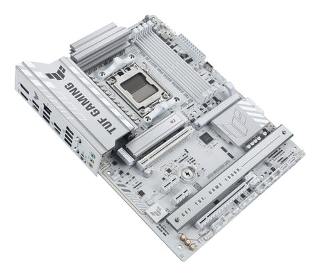 ASUS TUF Gaming B850-PRO WIFI7 W NEO – bundkort set skråt ovenfra