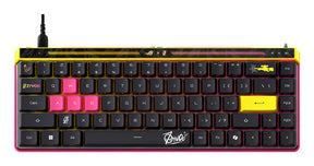 ASUS ROG Falchion Ace HFX ZywOo Edition – taster og arbejdsflade set ovenfra; tastaturlayout illustrativt