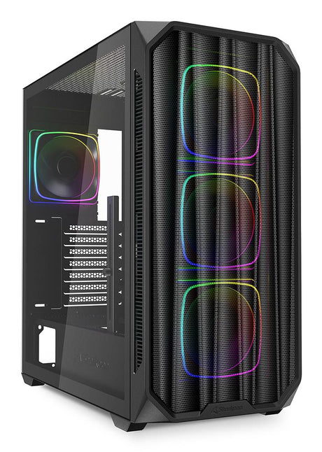 Sharkoon AK5M RGB Black Mesh Front Tempered Glass 4x 120mm ARGB PWM Fans USB-C BTF ATX Gaming PC Case Sharkoon