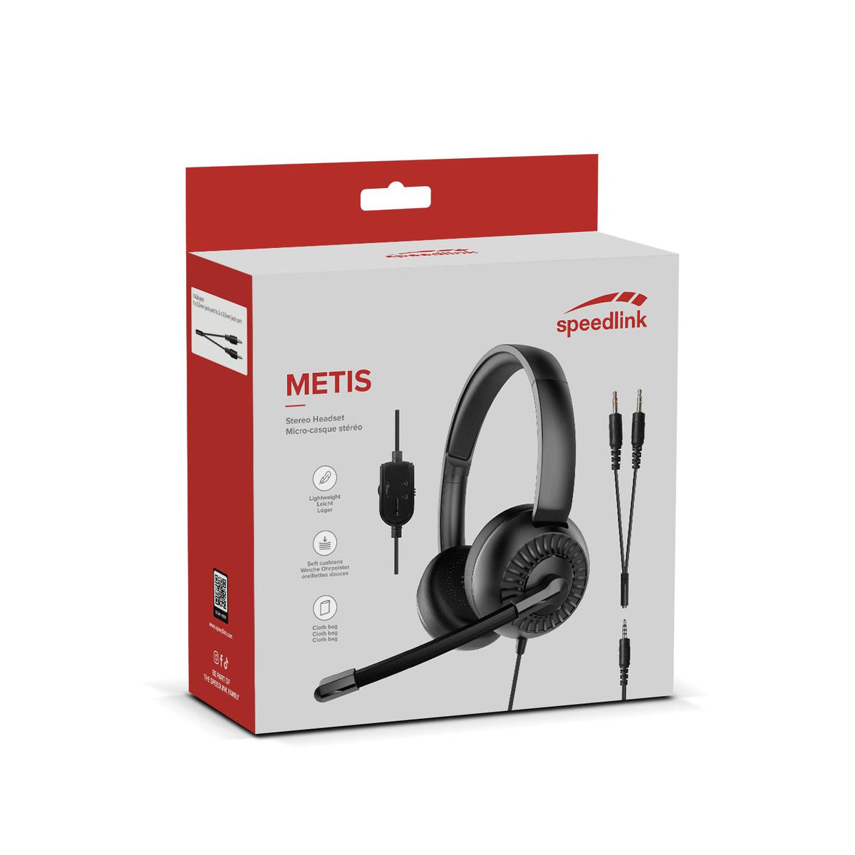 Speedlink - Metis Stereo Headset, 3,5mm Jack with Y-Adapter - Black Speedlink