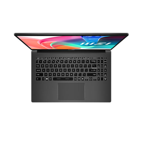 MSI Modern 15 F1MG-1245FRNN – tastatur og touchpad set ovenfra