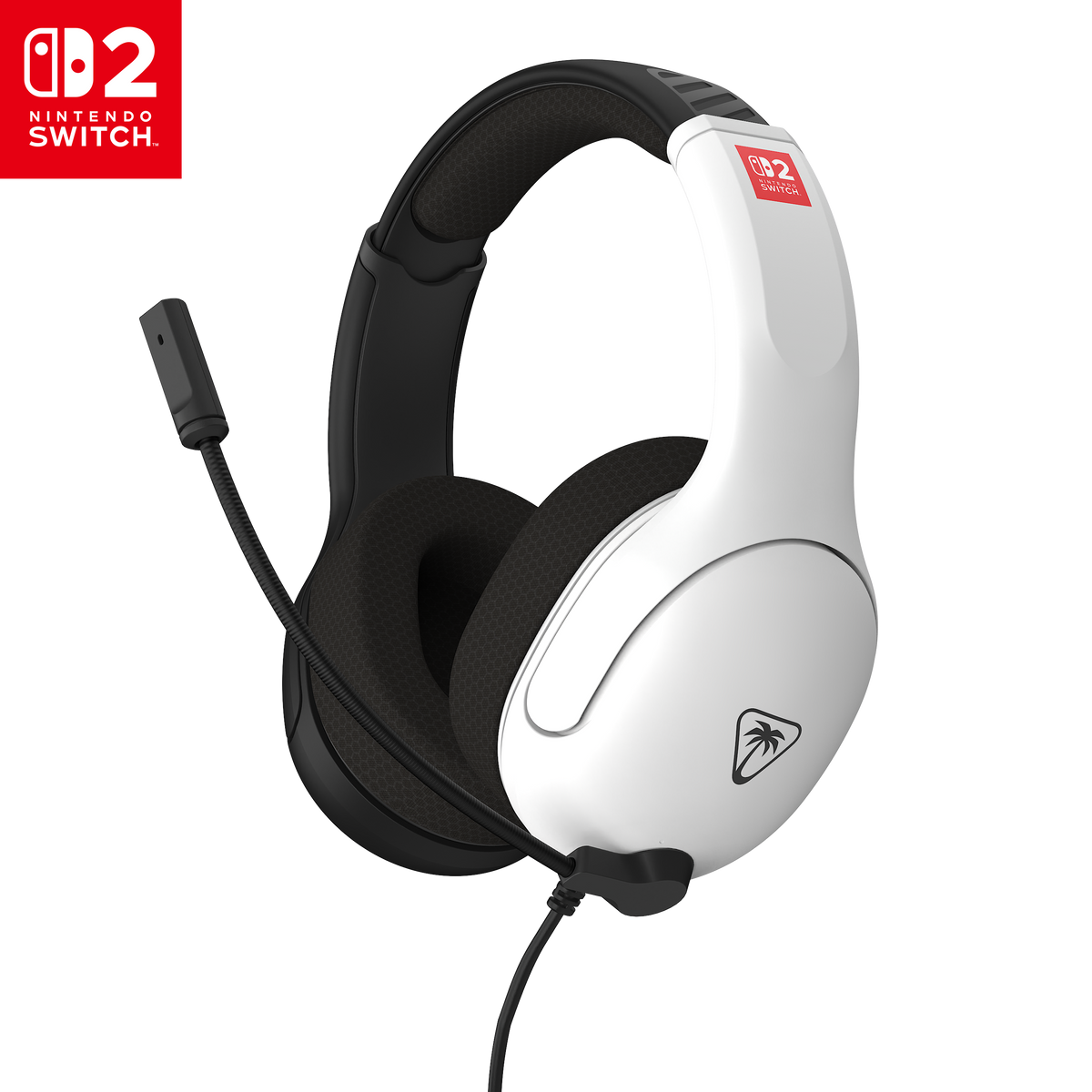 Turtle Beach Airlite Fit – Nintendo Switch 2 – Sort/hvid – sort og hvidt headset skråt forfra