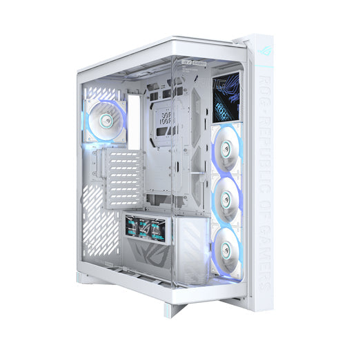 ASUS ROG CRONOX GR801 CURVE TG ARGB WHITE – set skråt forfra (vinkel 3)