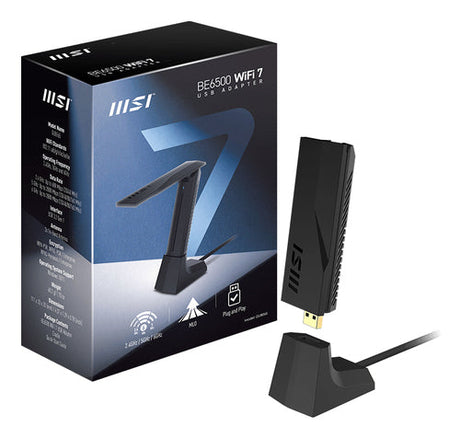 MSI BE6500 – Wi-Fi 7 USB-adapter – adapter med emballage