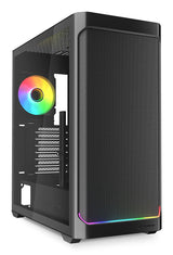 Sharkoon AK4W RGB Strip Black Mesh Front Tempered Glass ARGB Strip 4x 120mm Fans USB-C BTF ATX Gaming PC Case Sharkoon