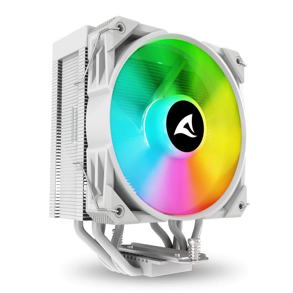 Sharkoon A40 RGB CPU-køler – hvid, 120 mm, 4 heatpipes – billede 2