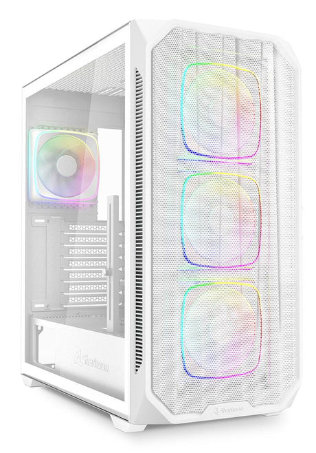 Sharkoon AK5M RGB White Mesh Front Tempered Glass 4x 120mm ARGB PWM Fans USB-C BTF ATX Gaming PC Case Sharkoon