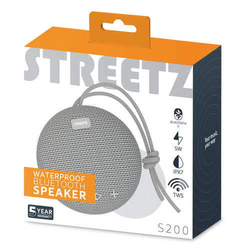 S200 Waterproof Bluetooth speaker, 5 W, AUX, grey streetz