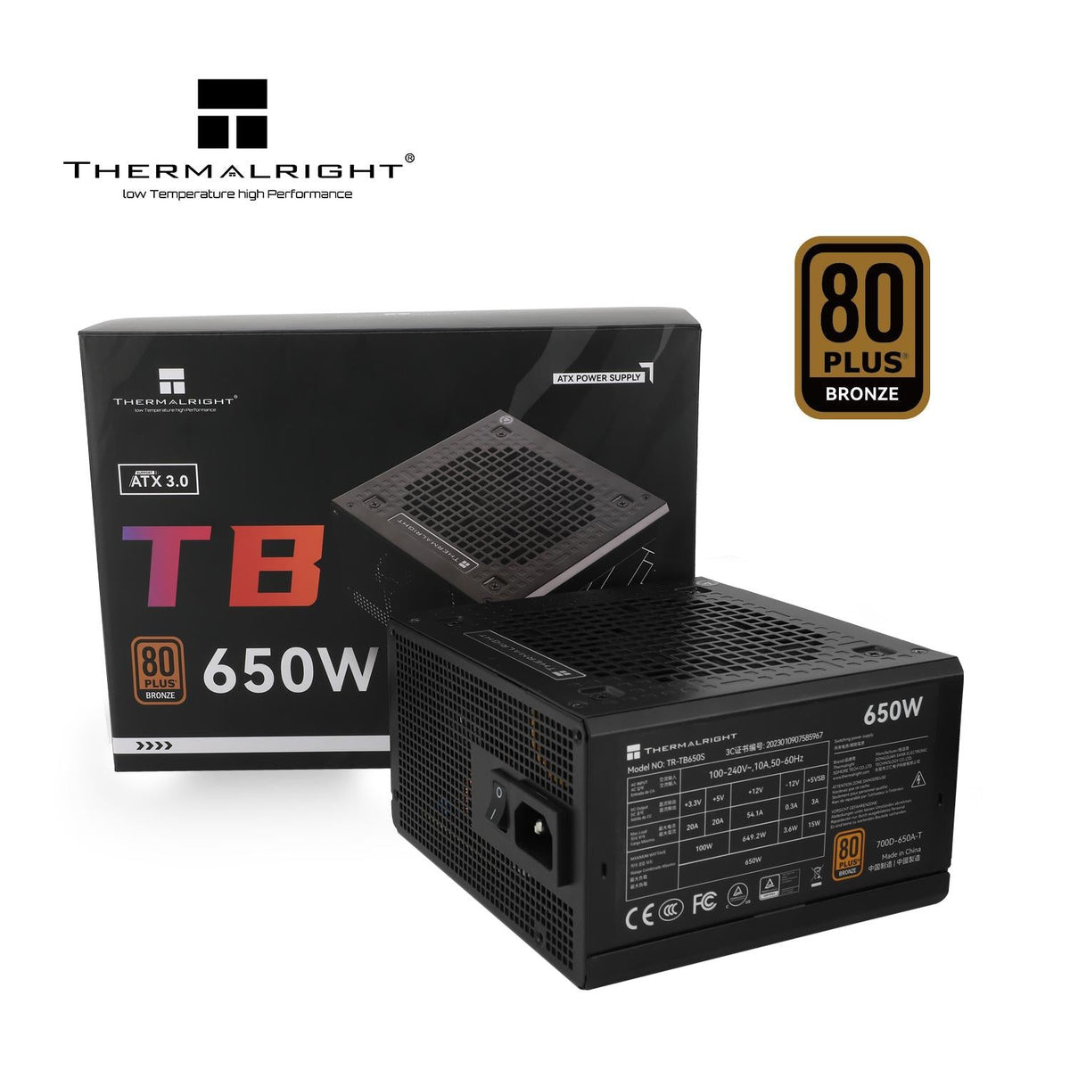 Thermalright TR-TB650S Black -PSU, 80+ Bronze, 650W Shenzhen Deli Ming Technology Co. LTD (Thermalright)