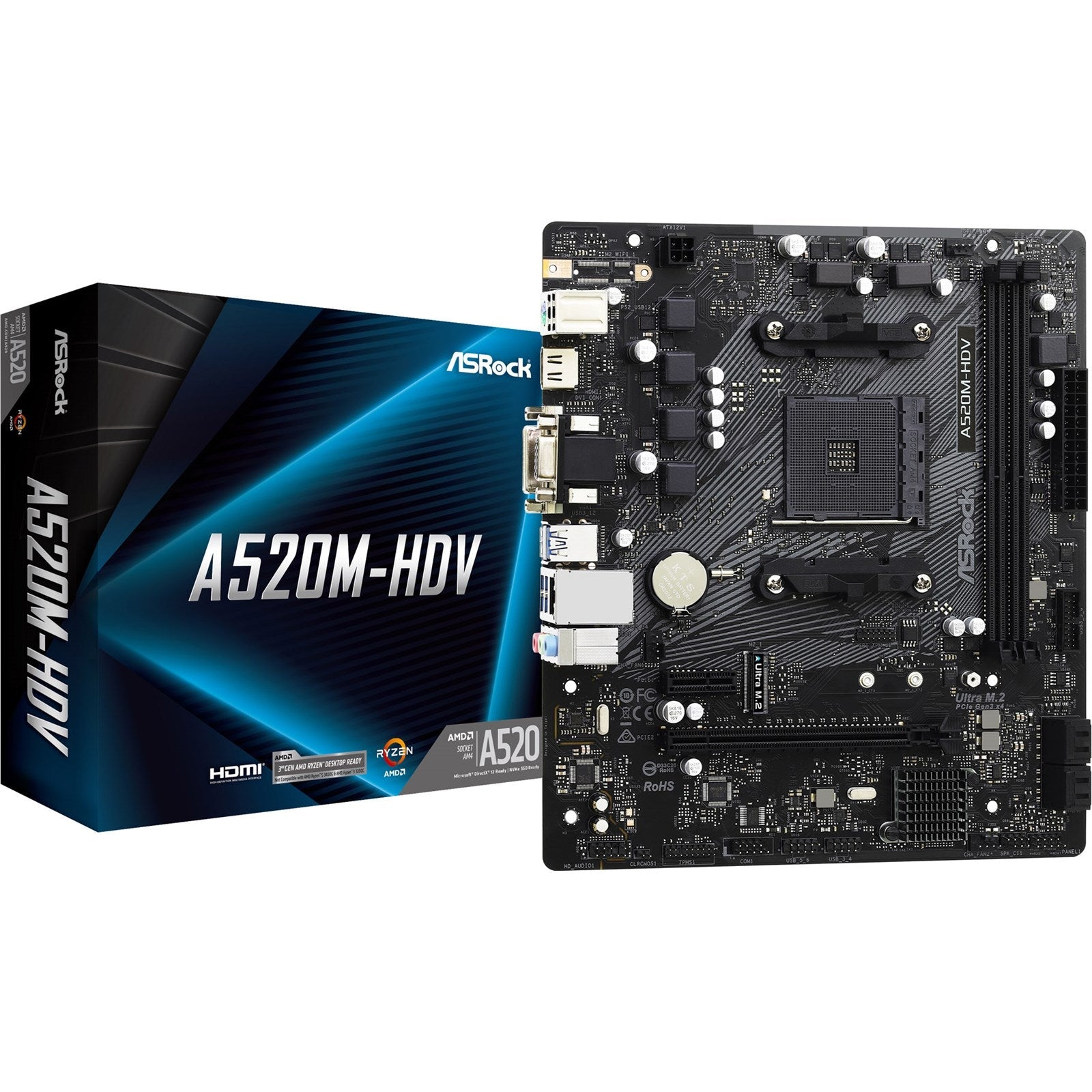 ASRock A520M-HDV Micro-ATX  AM4 AMD A520 ASRock