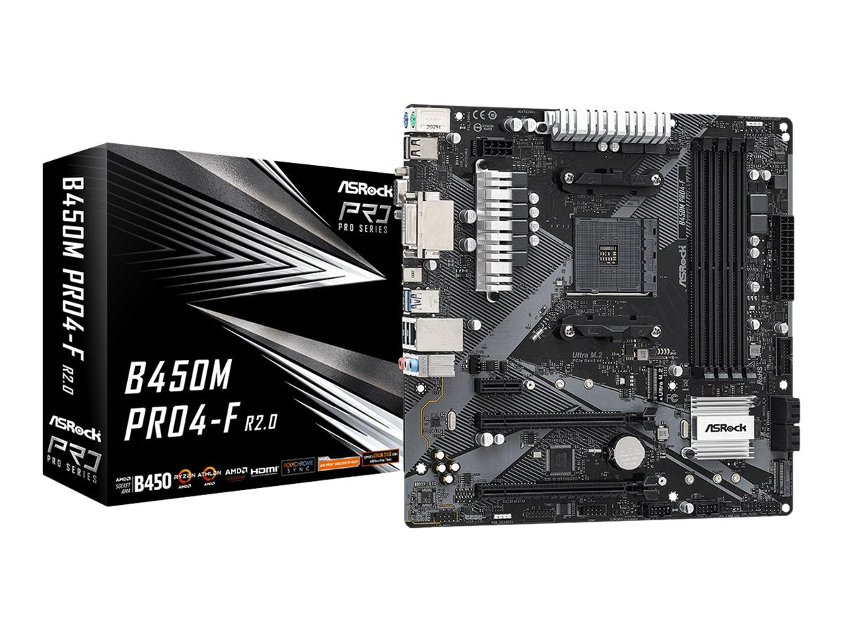 ASRock B450M Pro4-F R2.0 Micro-ATX  AM4 AMD B450 ASRock