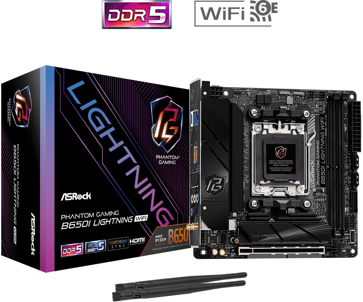 ASRock B650I LIGHTNING WIFI - Bundkort - Socket AM5 - USB 3.2 Gen 1 - onboard grafik (CPU påkrævet) retail ASRock