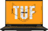 ASUS TUF Gaming A16 FA608UM, åben set forfra med orange skærmmotiv