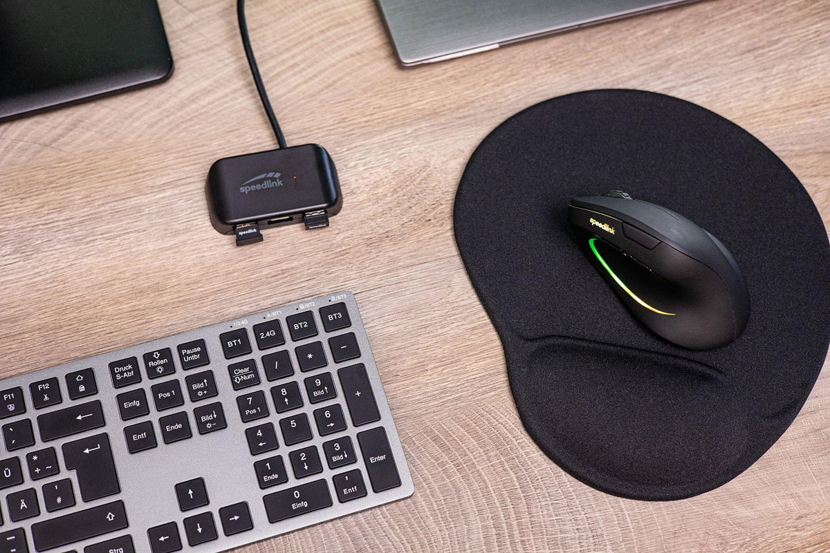 Speedlink - PIAVO PRO Illuminated Rechargeable Vertical Ergonomic Mouse - wireless, rubber-black Speedlink